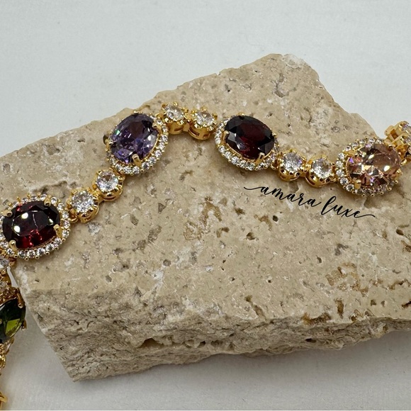 Gold Multicolor CZ Bracelet - Picture 4 of 8